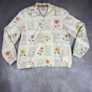 Vtg Alfred Dunner Floral Jacket 8P Lightweight Beaded‎ Sequin Zip Up Cottagecore